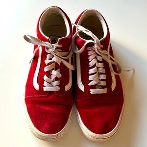 Vans Old Skool Red Suede White Stripe Size 8.5